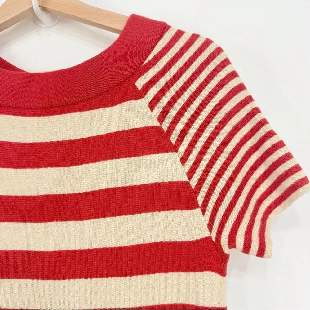 Kate Spade SELMA Red Stripe Cotton Silk Cashmere Knit Preppy Nautical Dress